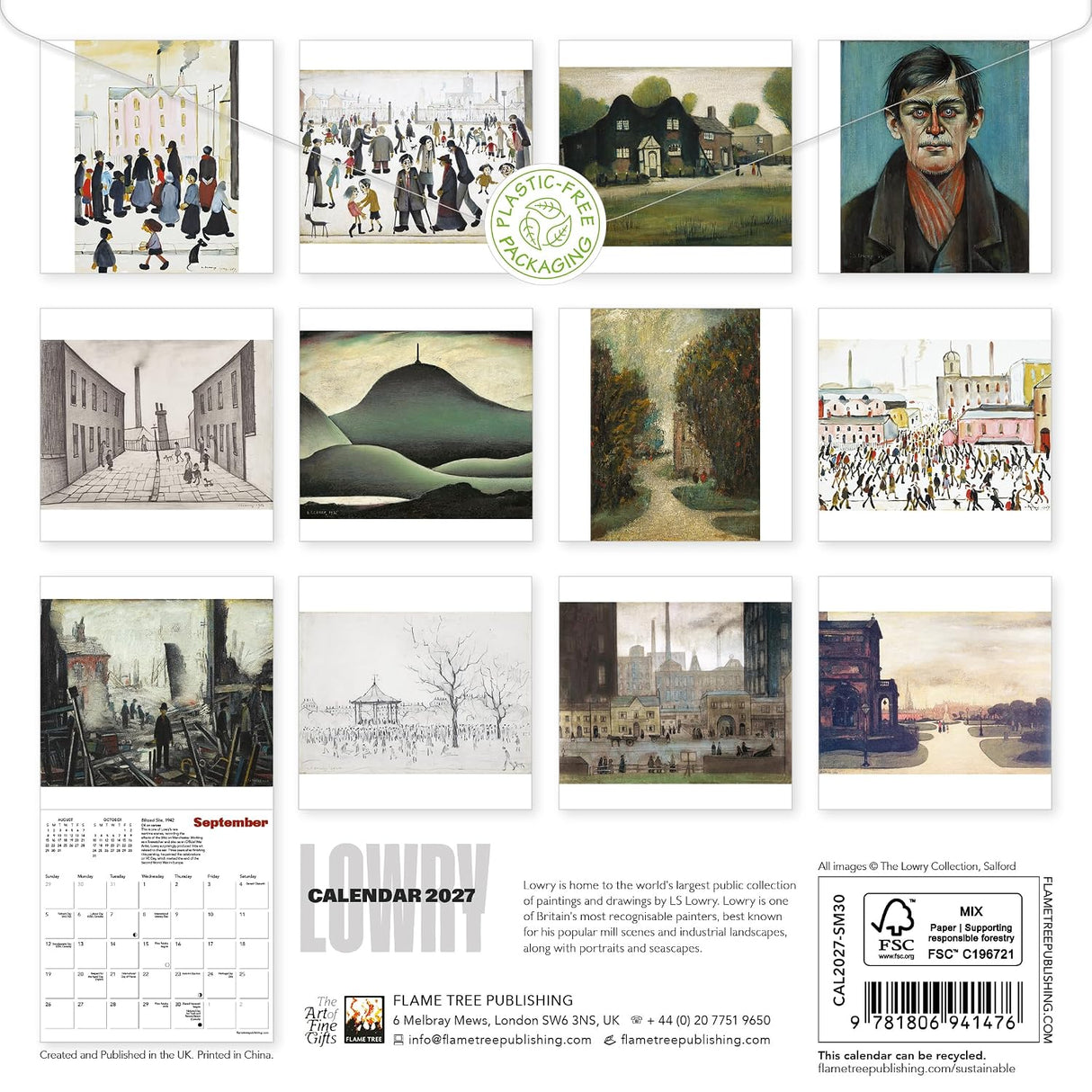 LS Lowry 2027 Mini Wall Calendar