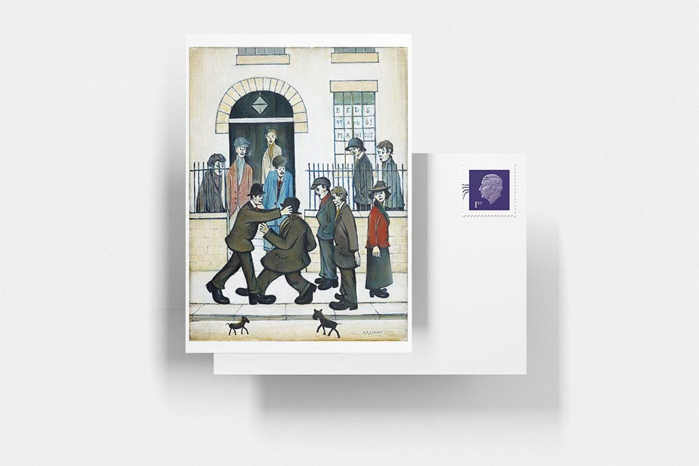LS Lowry Postcard: A Fight