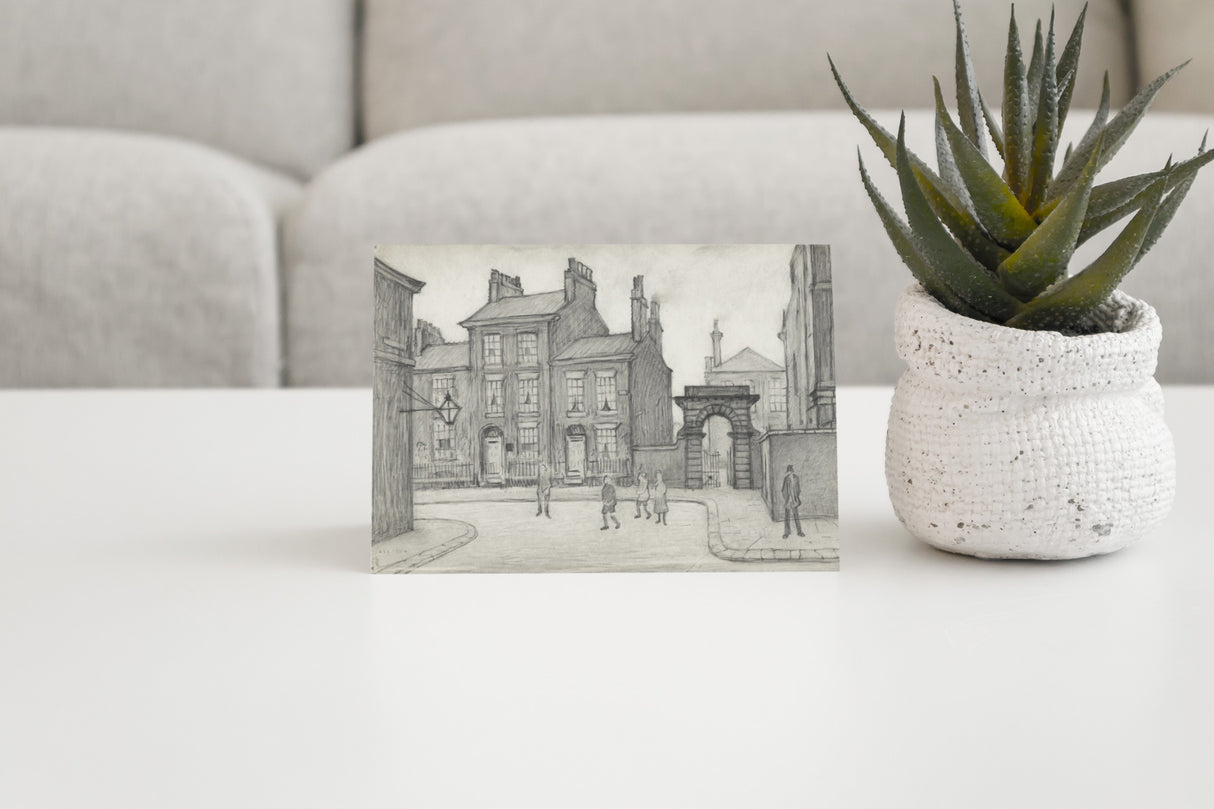 LS Lowry Greeting Card: By the County Court, Salford (1926)