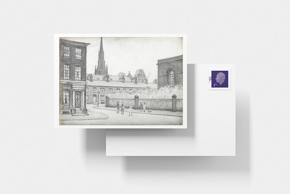 LS Lowry Postcard: By St Philips Church