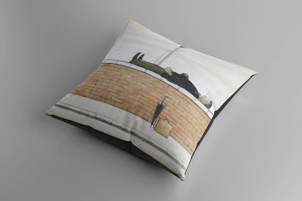 LS Lowry Cushion: Man Lying On A Wall (1957)