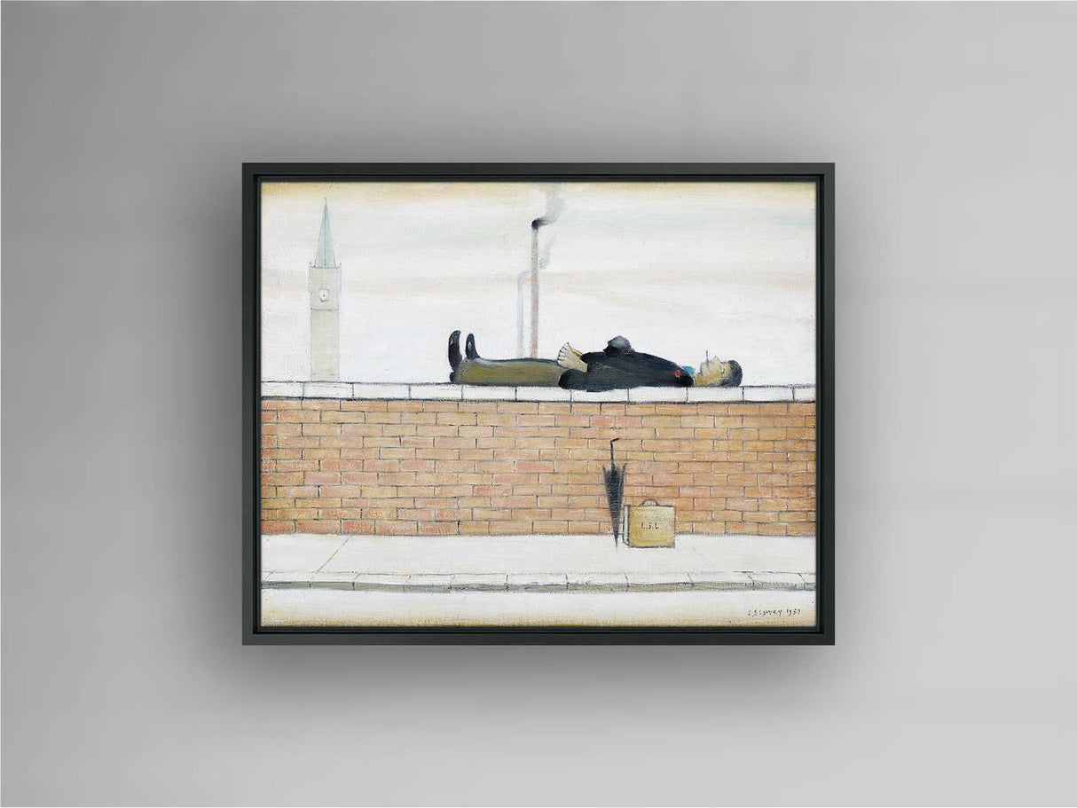 LS Lowry Framed Canvas: Man Lying on a Wall (1957)
