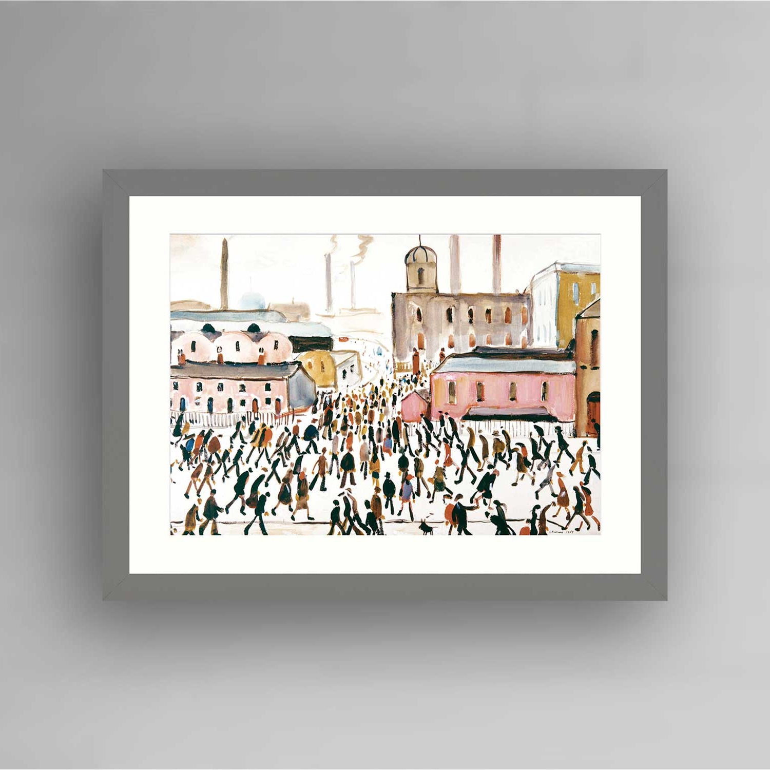 LS Lowry Grey Framed Print: Going to Work (1959)