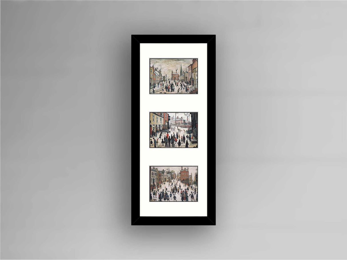LS Lowry Framed Print: Triptych A