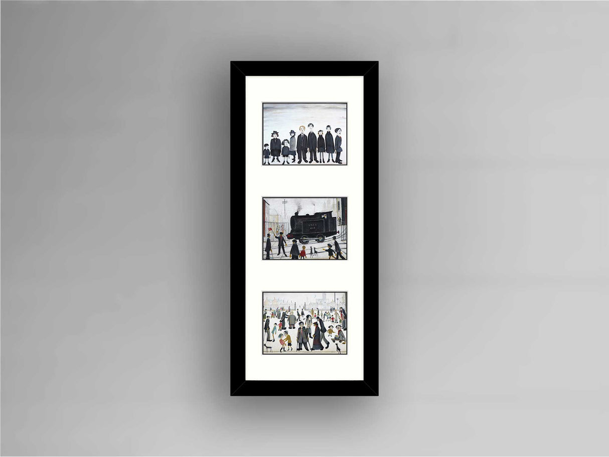 LS Lowry Framed Print: Triptych B