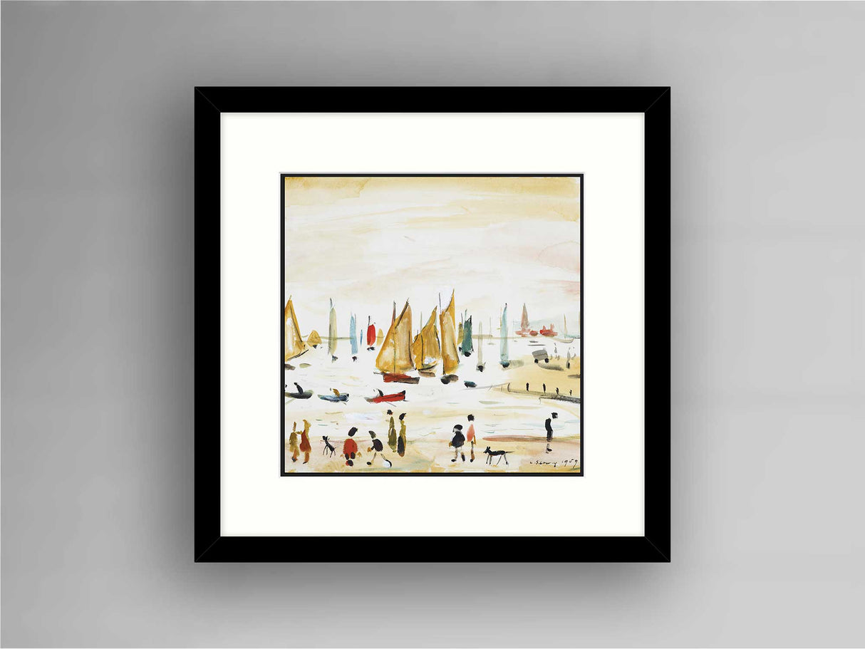 LS Lowry Square Framed Print: Yachts (1959)
