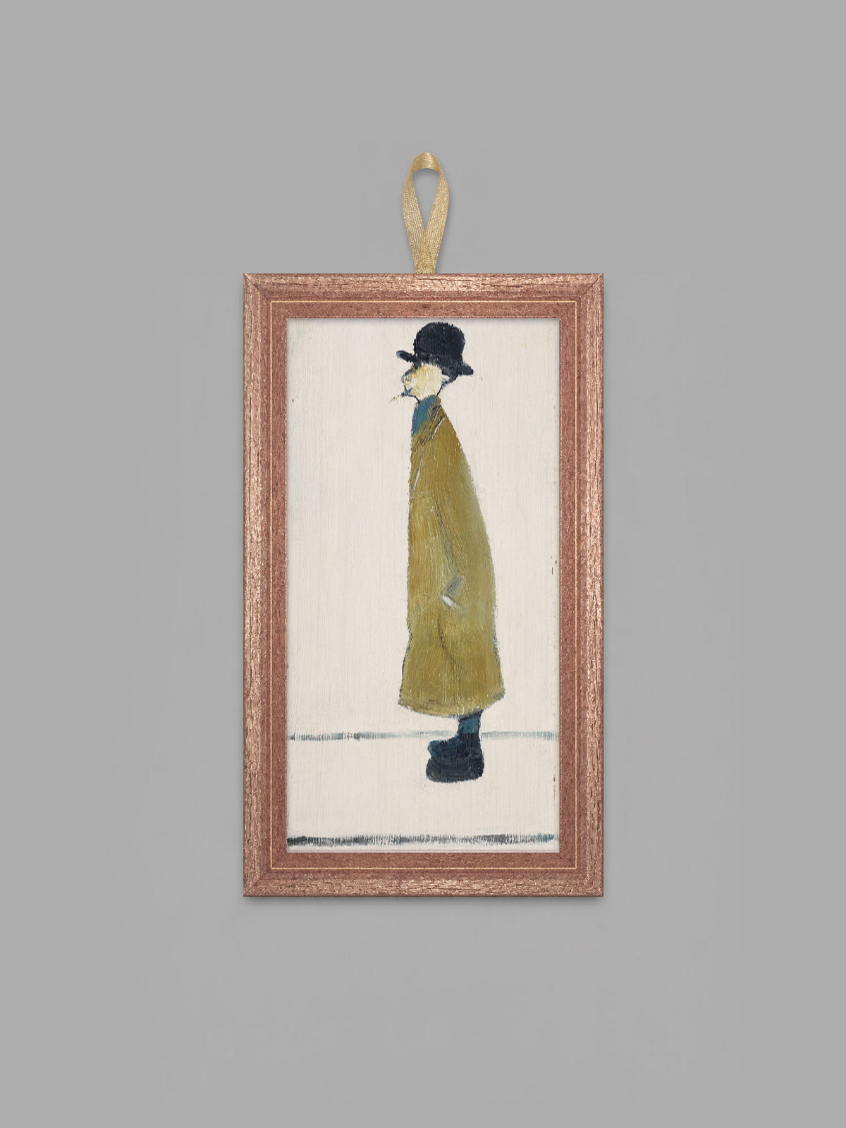 LS Lowry Mini Wooden Painting: Gentleman Looking at Something (1960)