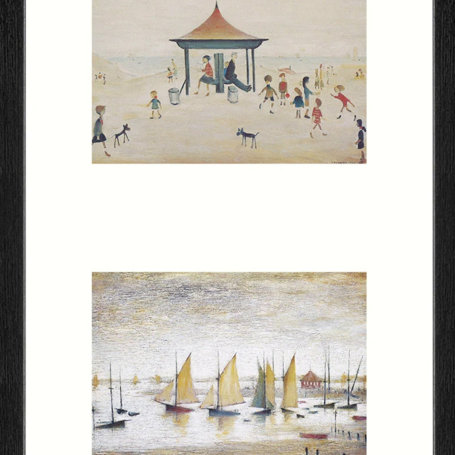 LS Lowry Framed Print: Triptych D