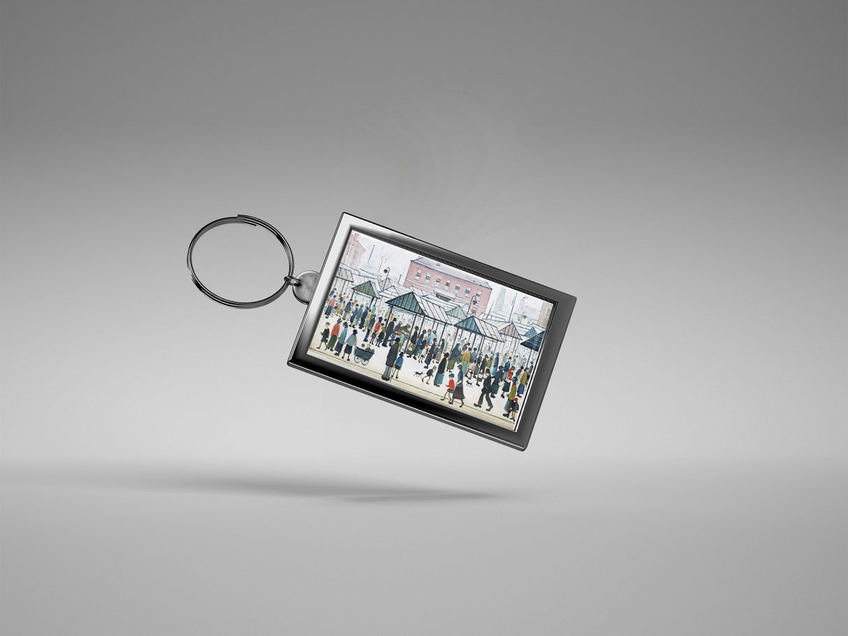 LS Lowry Keyring: Market Scene, Northern Town (1939)