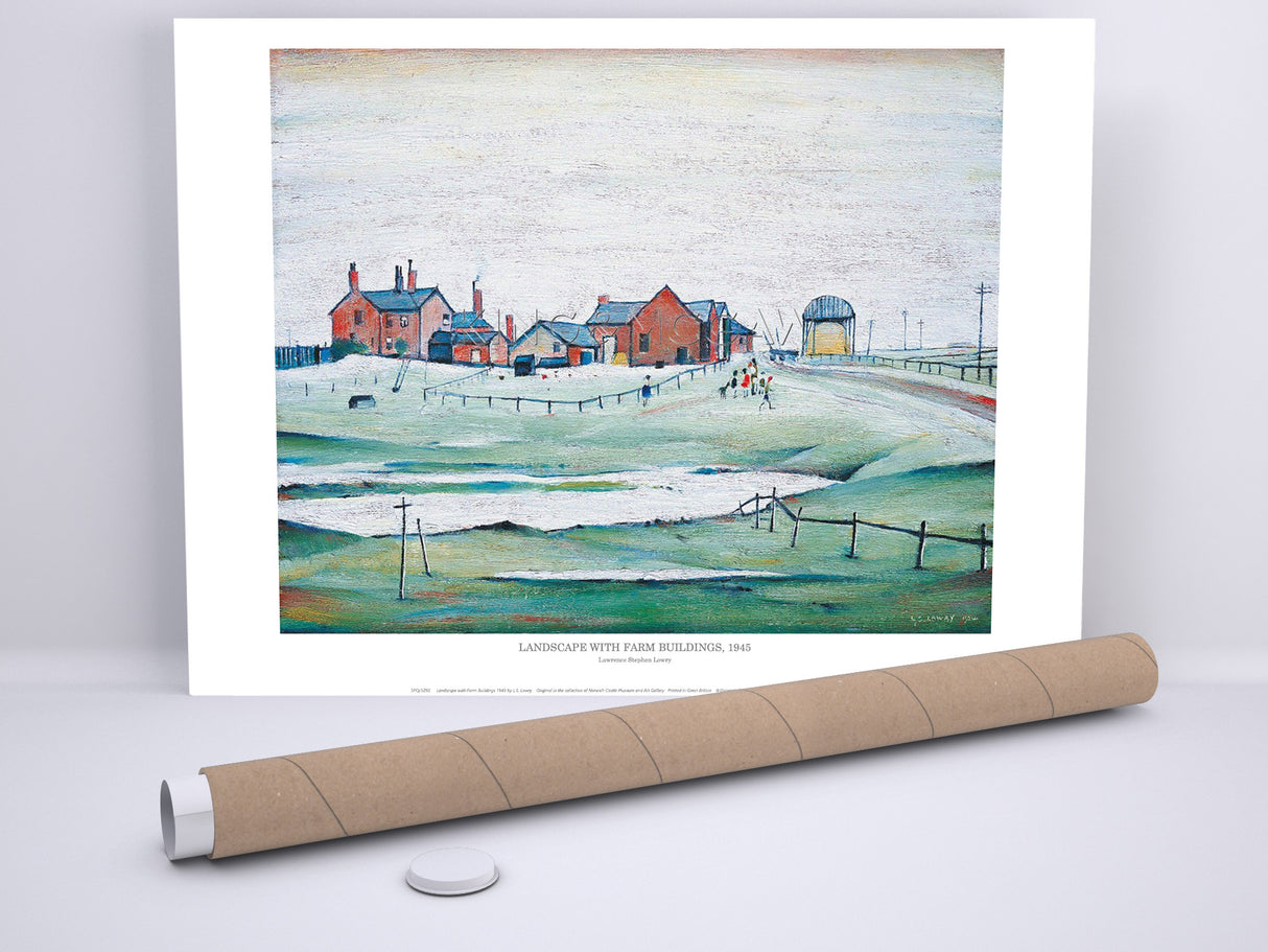 LS Lowry Print: Landscape With Farm Buildings (1945)