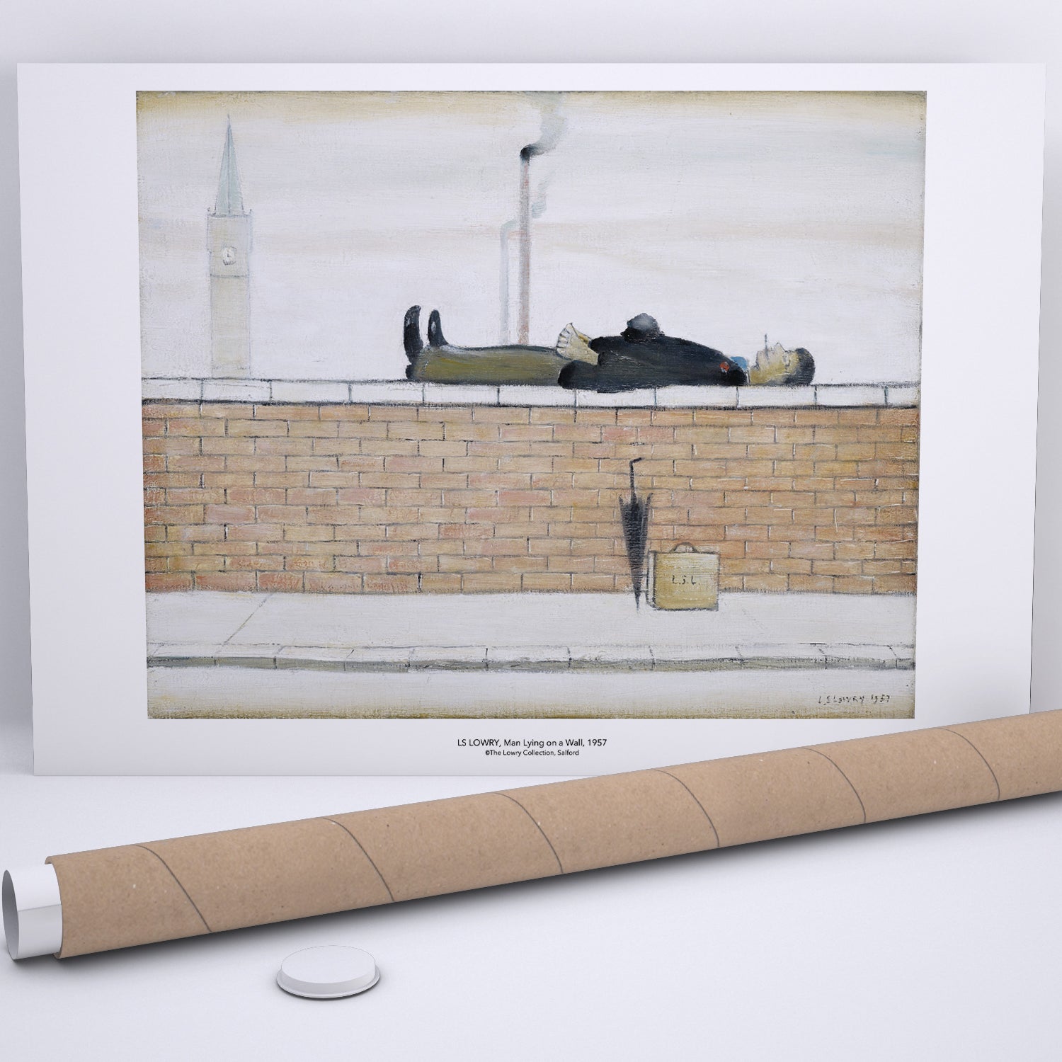 LS Lowry Print: Man Lying On A Wall (1957)