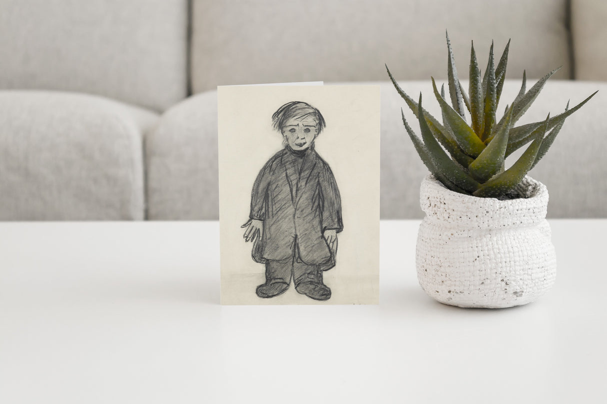 LS Lowry Greeting Card: Man in an Overcoat (1960)