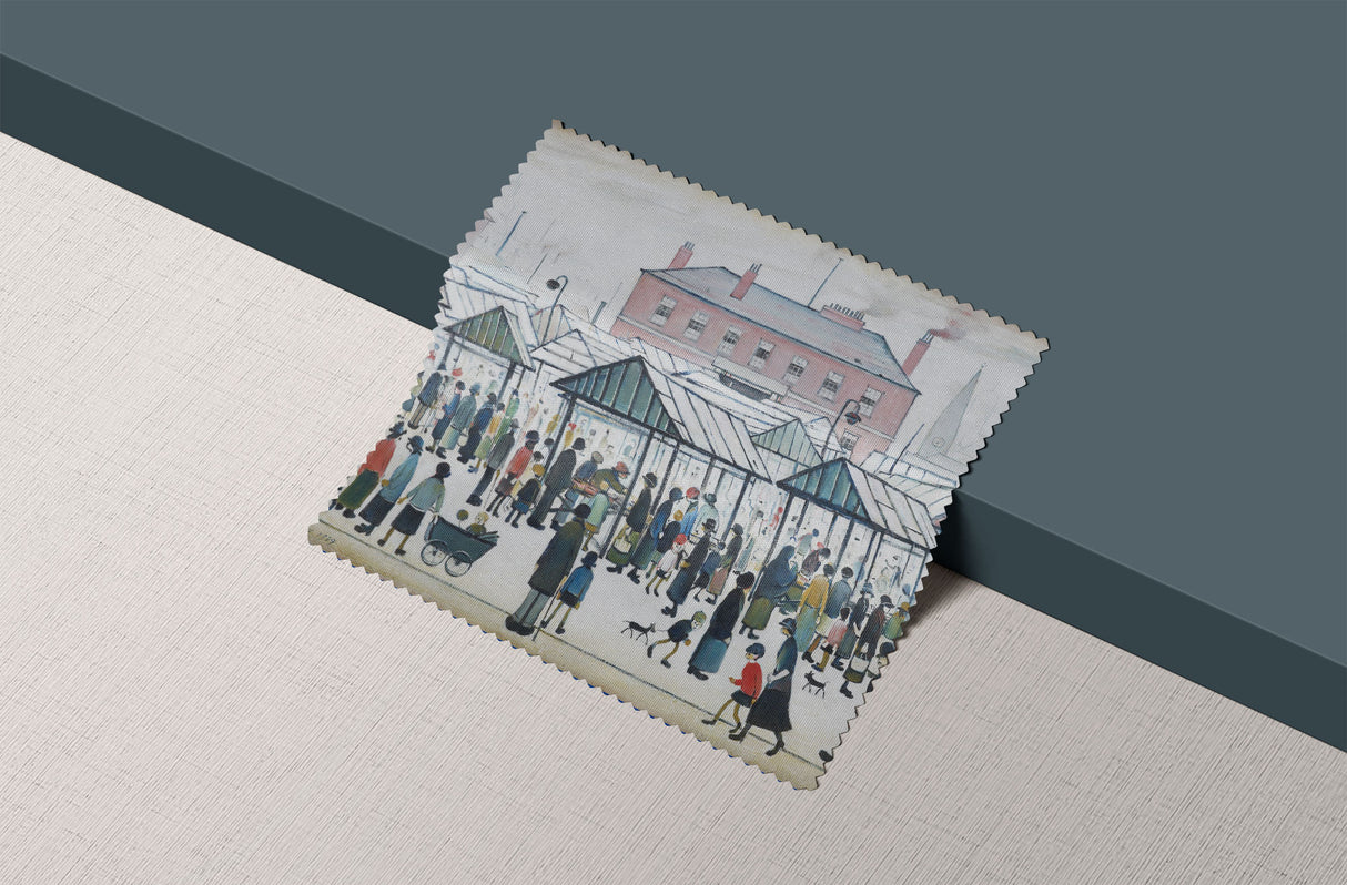 LS Lowry Glasses Case: Market Scene, Northern Town (1939)