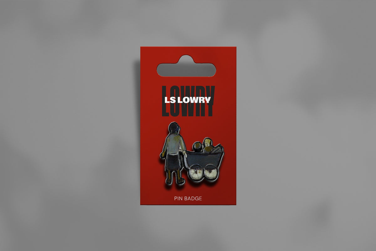 LS Lowry Pin Badge: Market Scene, Northern Town (1939)