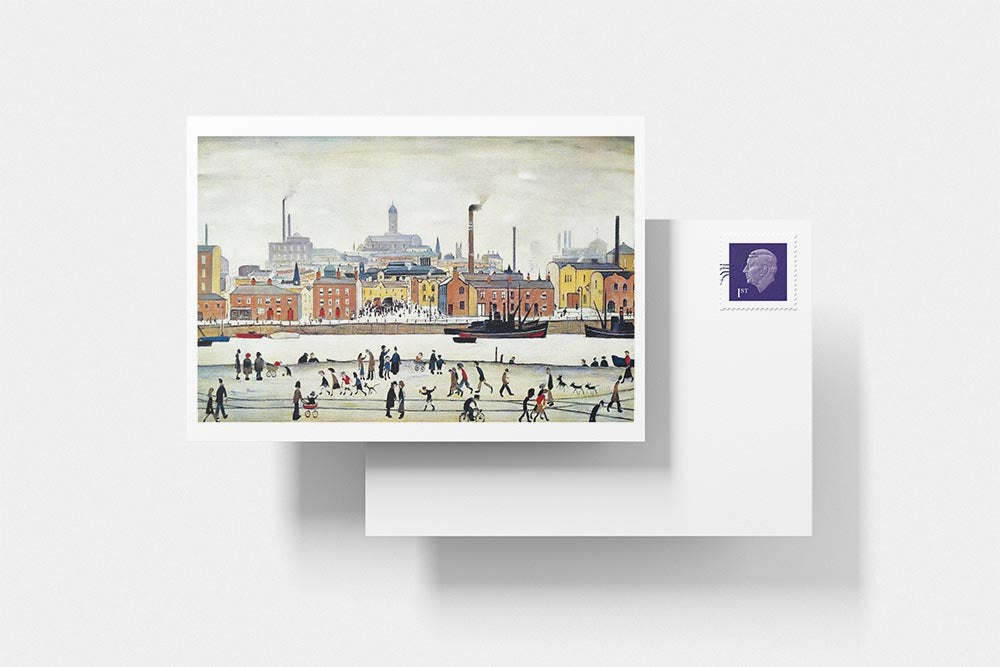 LS Lowry Postcard: Northern River Scene