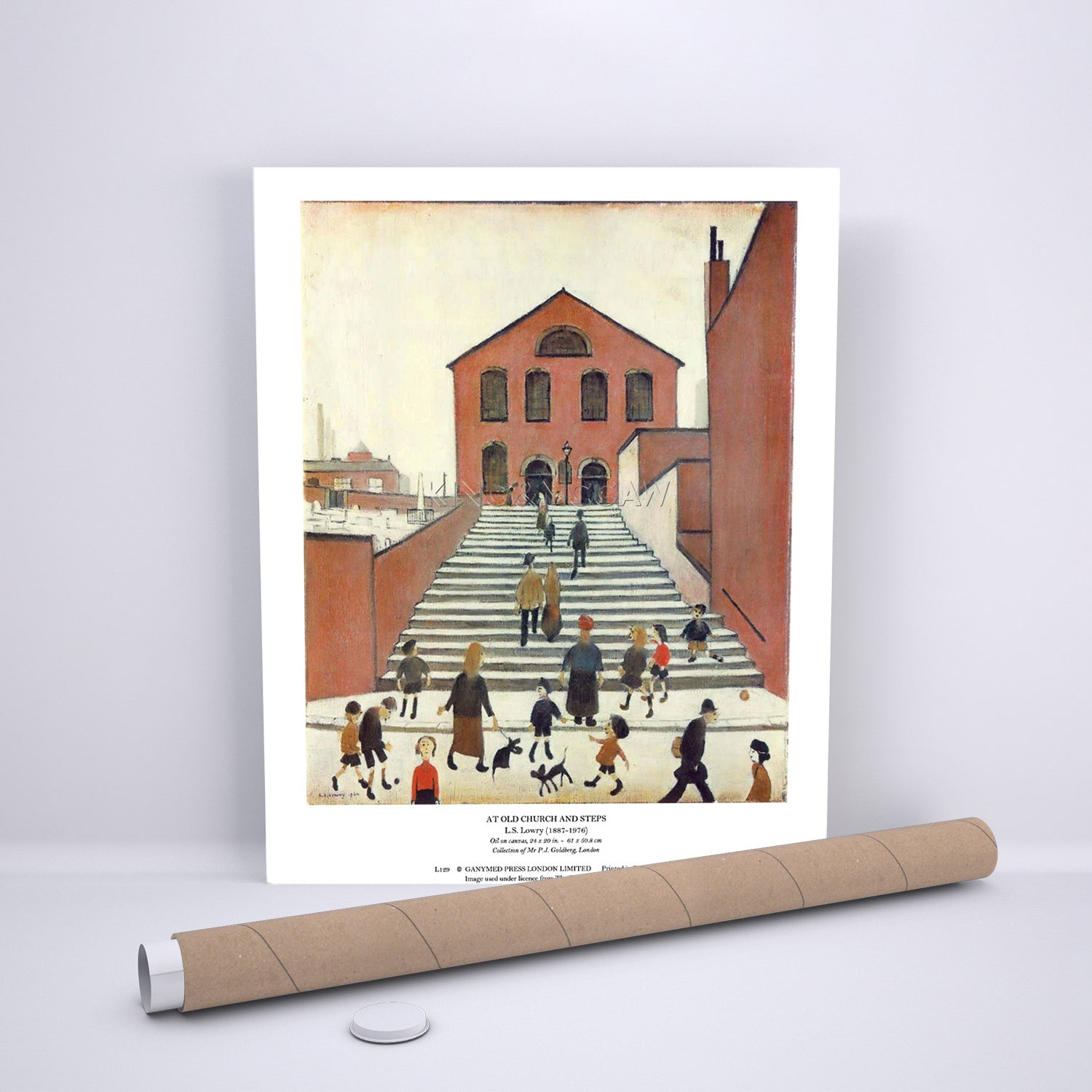 LS Lowry Print: Old Church And Steps (1960)