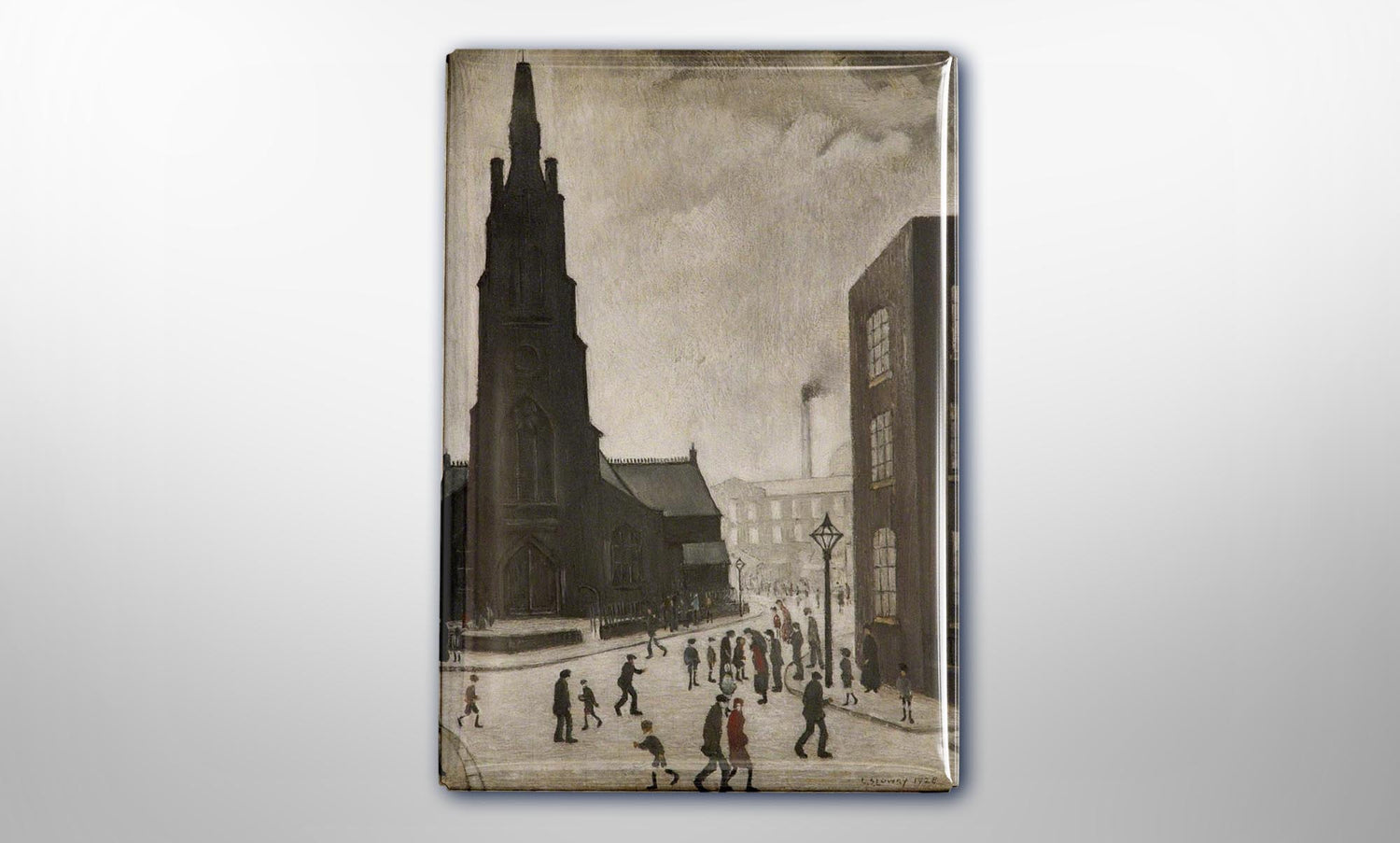 LS Lowry Magnet: A Street Scene (St. Simon’s Church) (1928)
