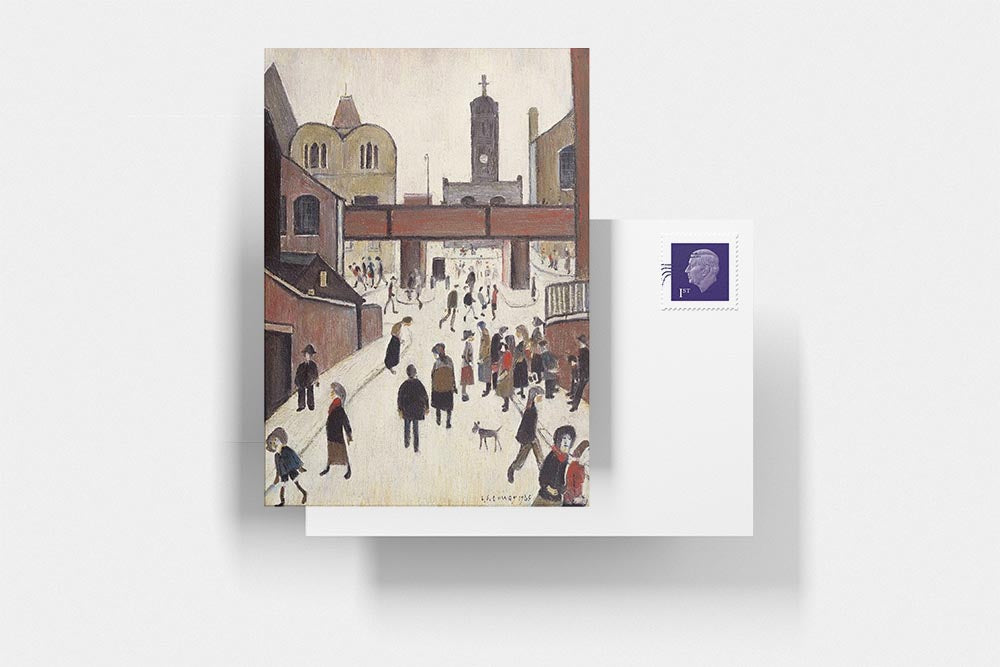 LS Lowry Postcard: Street Scene with Viaduct