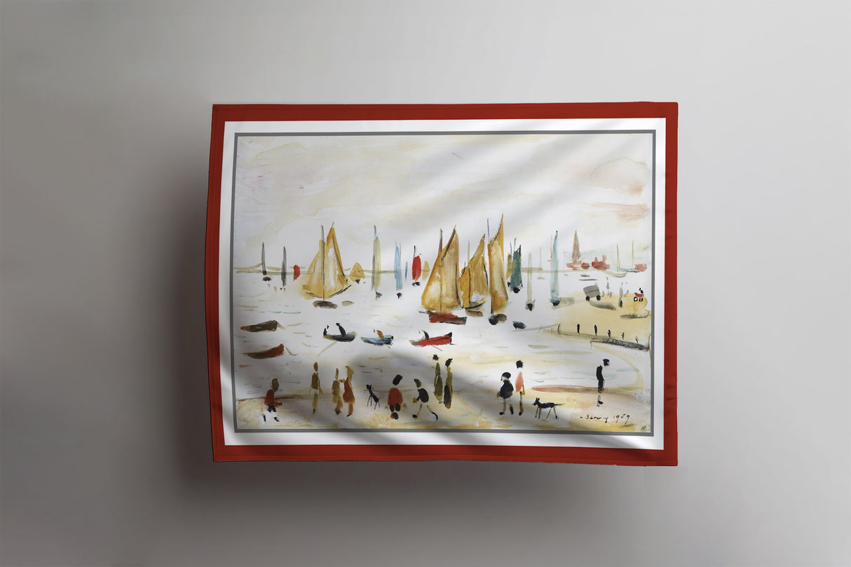 LS Lowry Tea Towel: Yachts (1959)