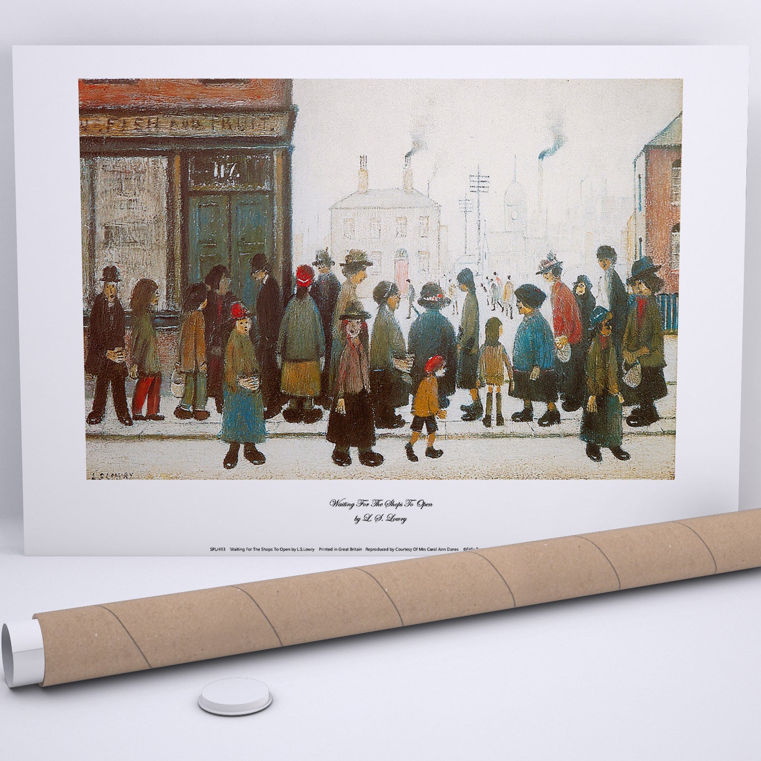LS Lowry Print: Waiting For The Shops To Open (1943)