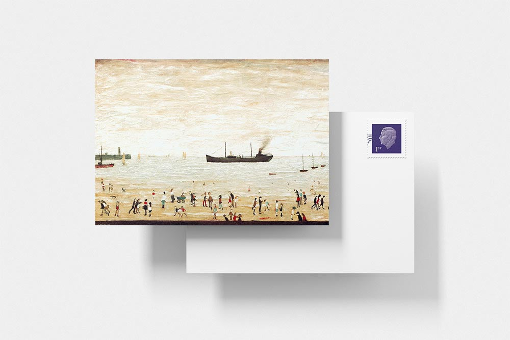 LS Lowry Postcard: Waiting for the Tide