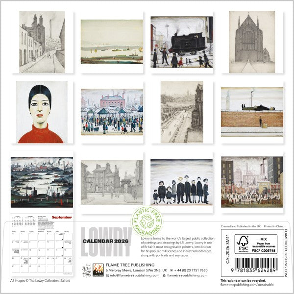LS Lowry 2026 Mini Wall Calendar