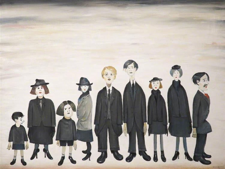 LS Lowry Postcard: Funeral Party