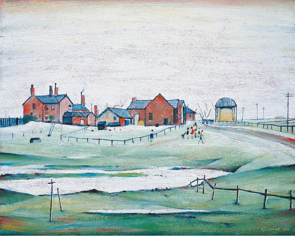 LS Lowry Print: Landscape With Farm Buildings (1945)