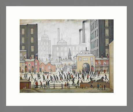 LS Lowry Large Grey Framed Print: Coming from the Mill (1930)