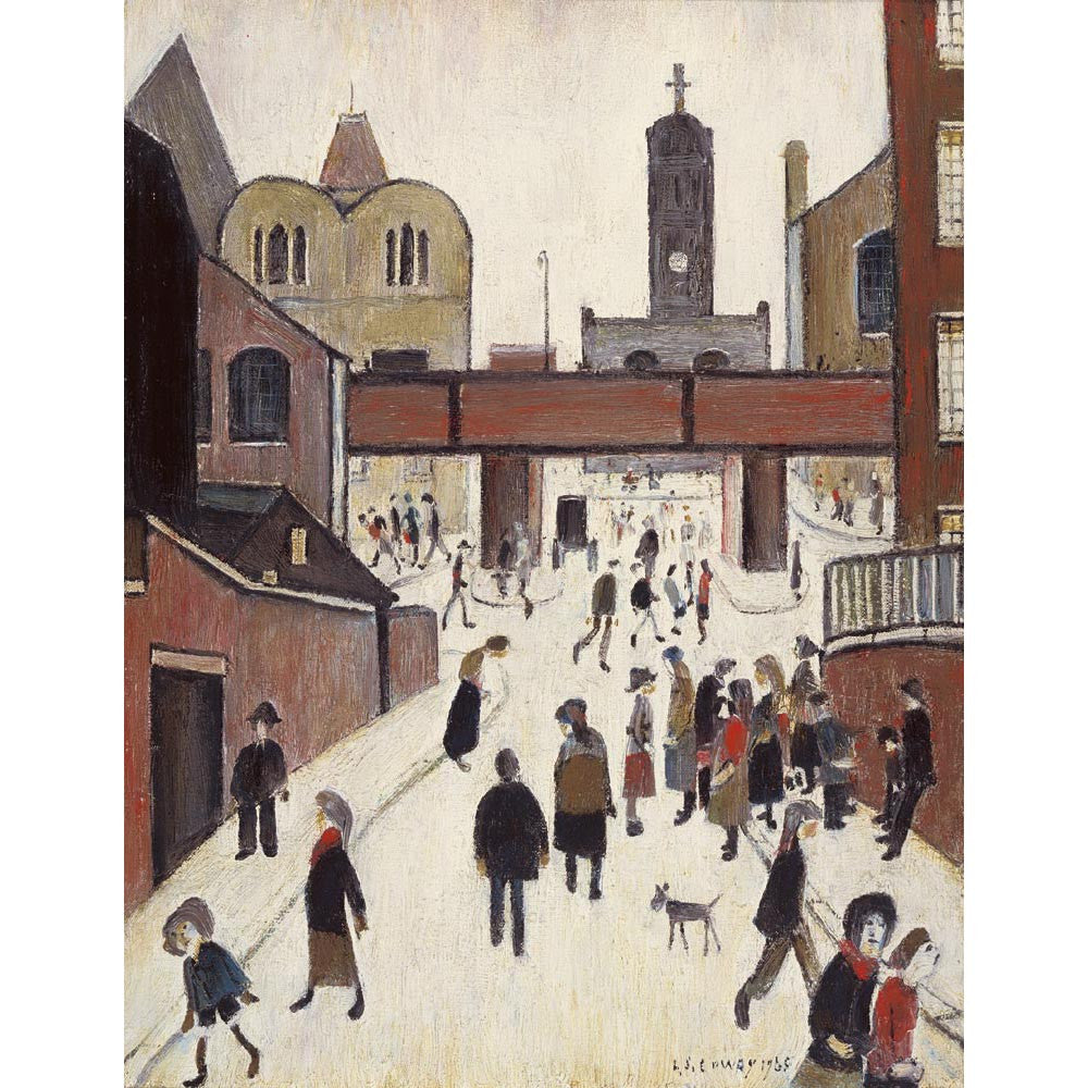 LS Lowry Print: Street Scene With Viaduct (1969)
