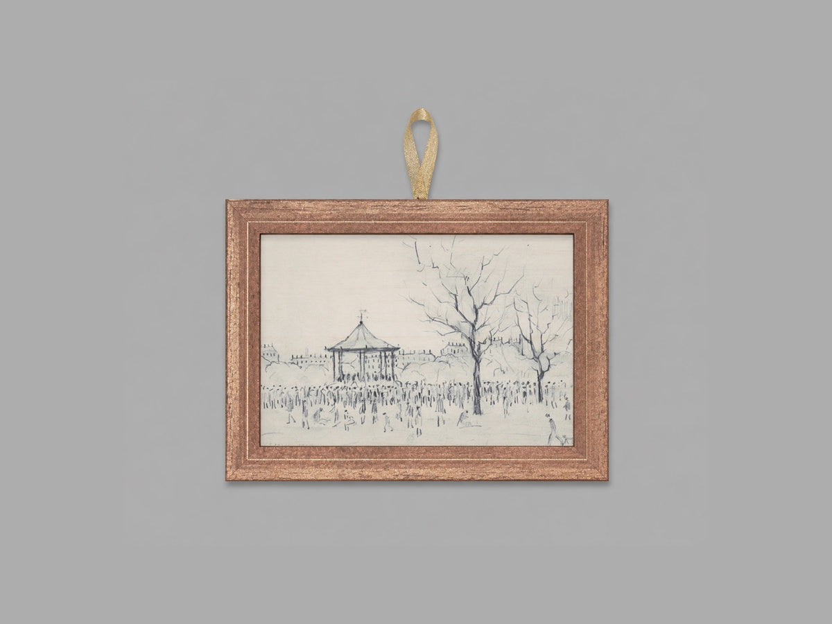 LS Lowry Mini Wooden Painting: Bandstand (1924)