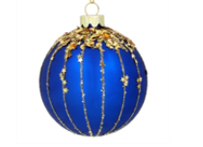 Blue Baulble with Gold Stripes