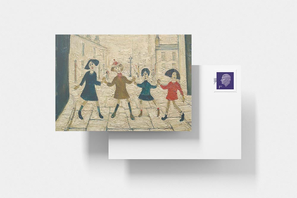 LS Lowry Postcard: Children Playing