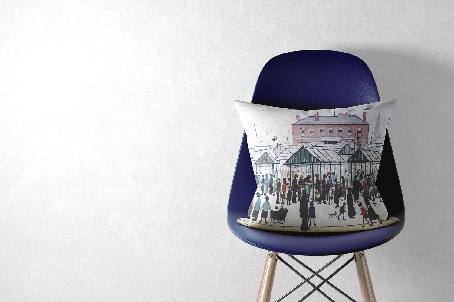 LS Lowry Cushion: Market Scene, Northern Town (1939)
