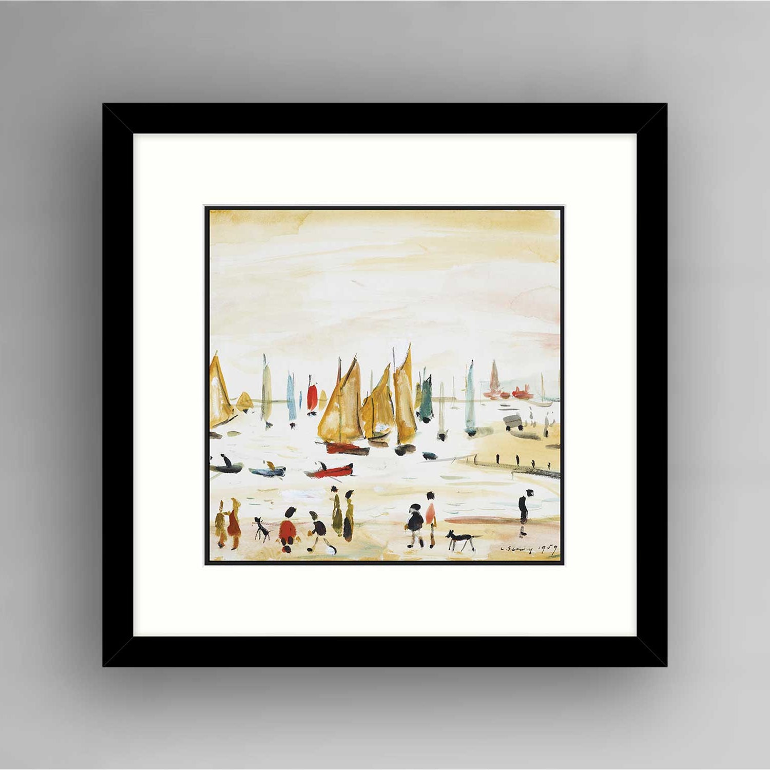 LS Lowry Square Framed Print: Yachts (1959)