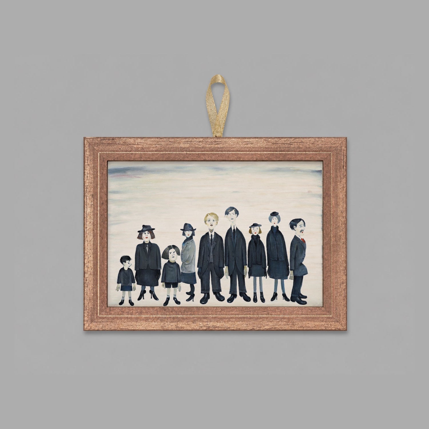 LS Lowry Mini Wooden Painting: The Funeral Party (1953)