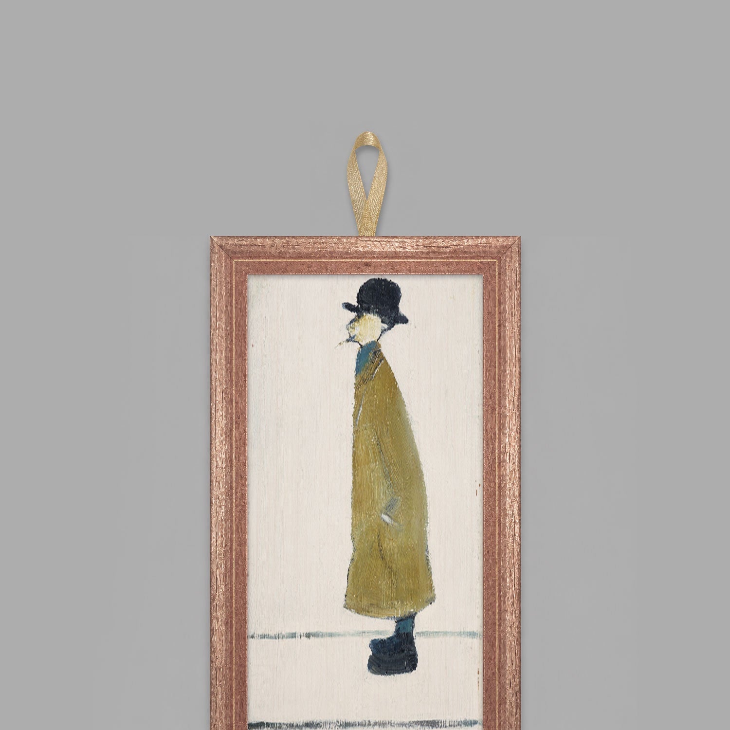 LS Lowry Mini Wooden Painting: Gentleman Looking at Something (1960)