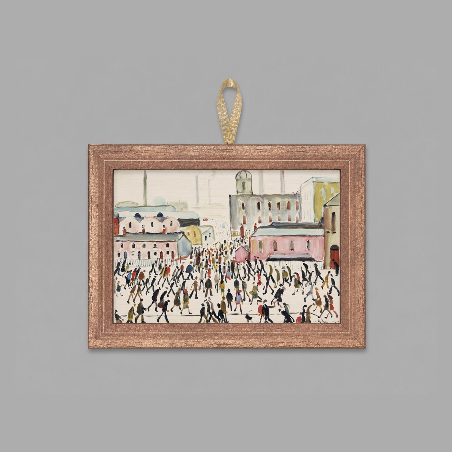LS Lowry Mini Wooden Painting: Going to Work (1959)