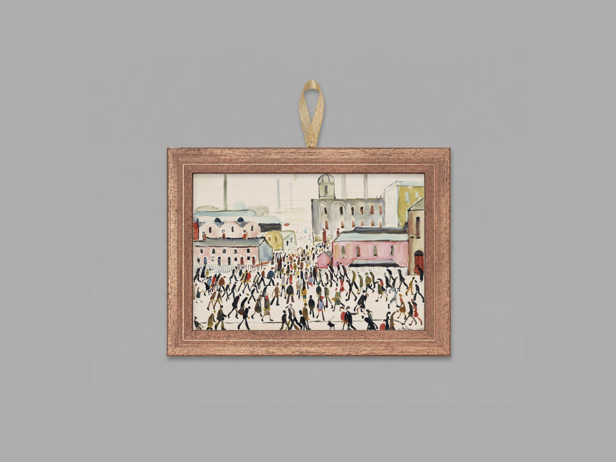 LS Lowry Mini Wooden Painting: Going to Work (1959)