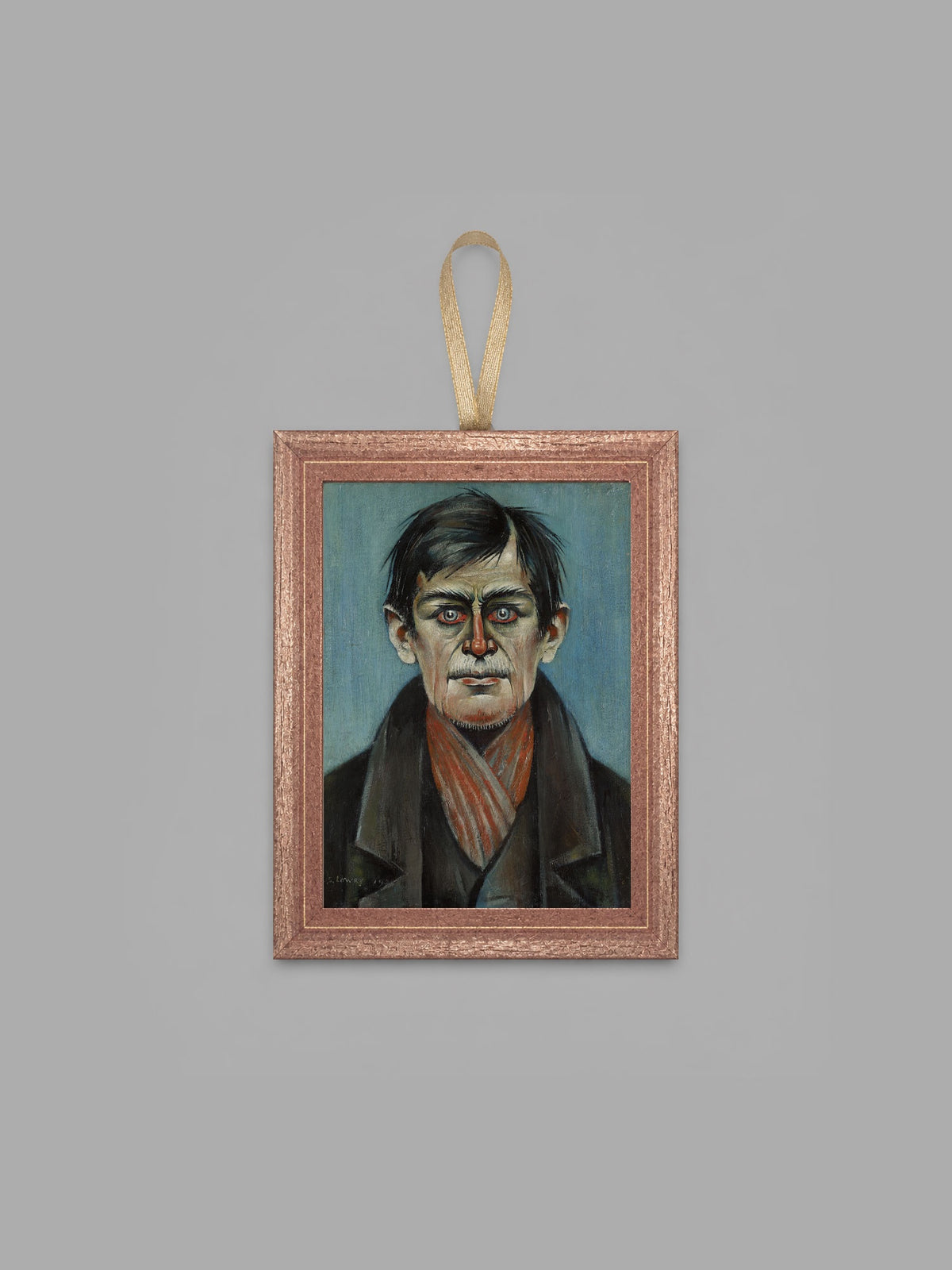 LS Lowry Mini Wooden Painting: Head of a Man (1938)