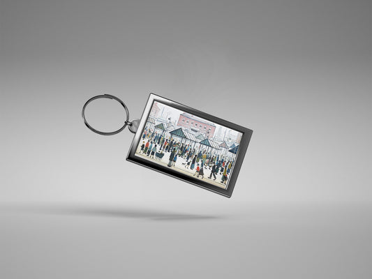 LS Lowry Keyring: Market Scene, Northern Town