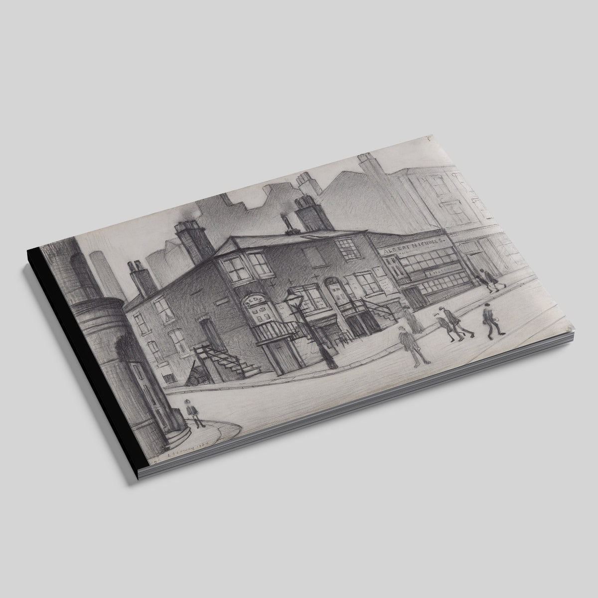 LS Lowry A4 Sketchpad Great Ancoats Street Artwork Cover The Lowry Shop Ls lowry a4 sketchpad great ancoats street artwork cover the lowry shop
