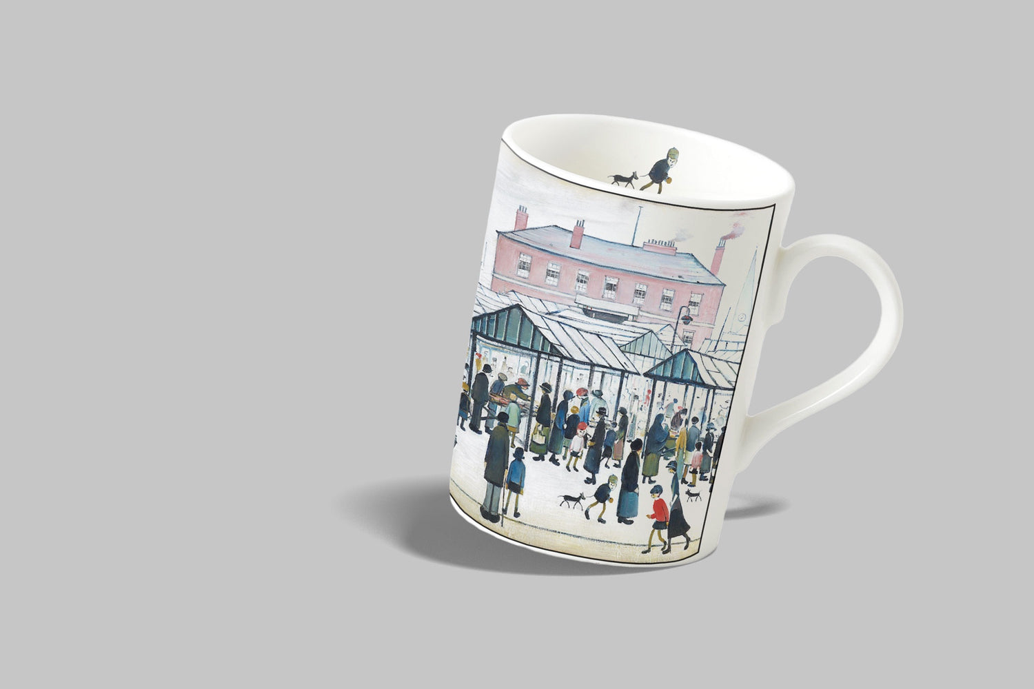 LS Lowry China Mug: Market Scene, Northern Town (1939)