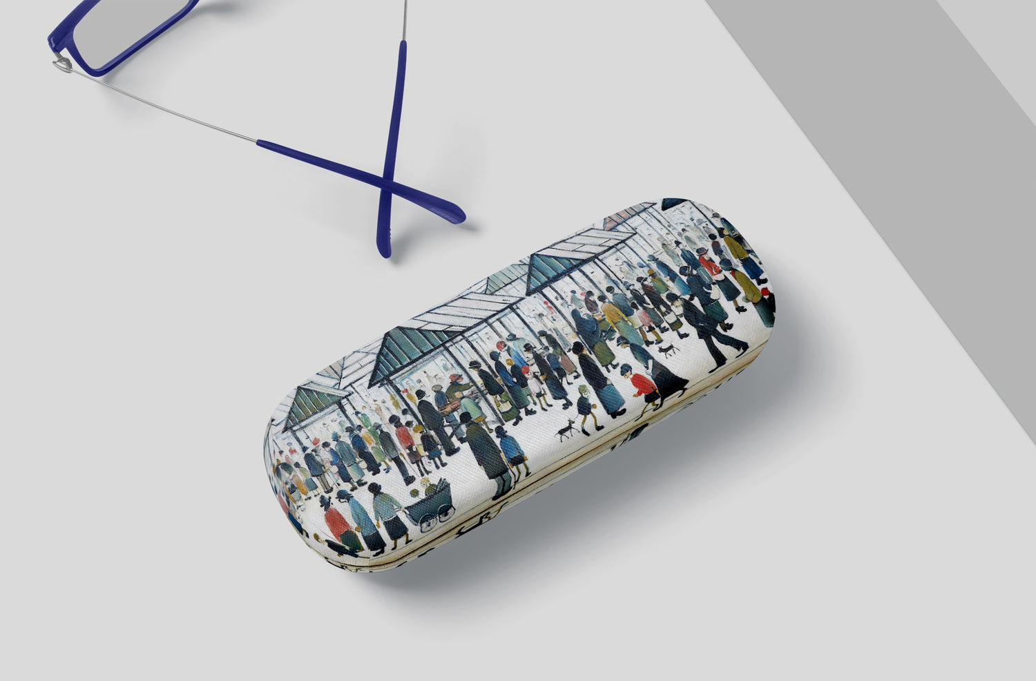 LS Lowry Glasses Case: Market Scene, Northern Town (1939)