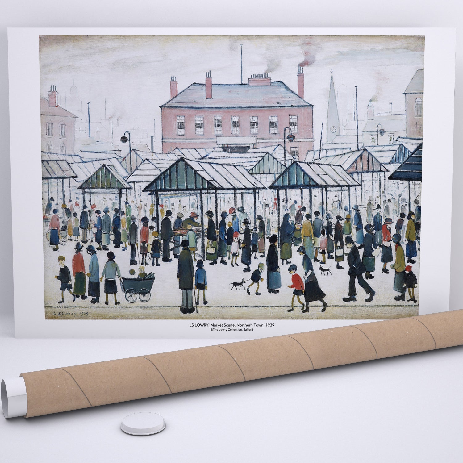 LS Lowry Print: Market Scene, Northern Town (1939)