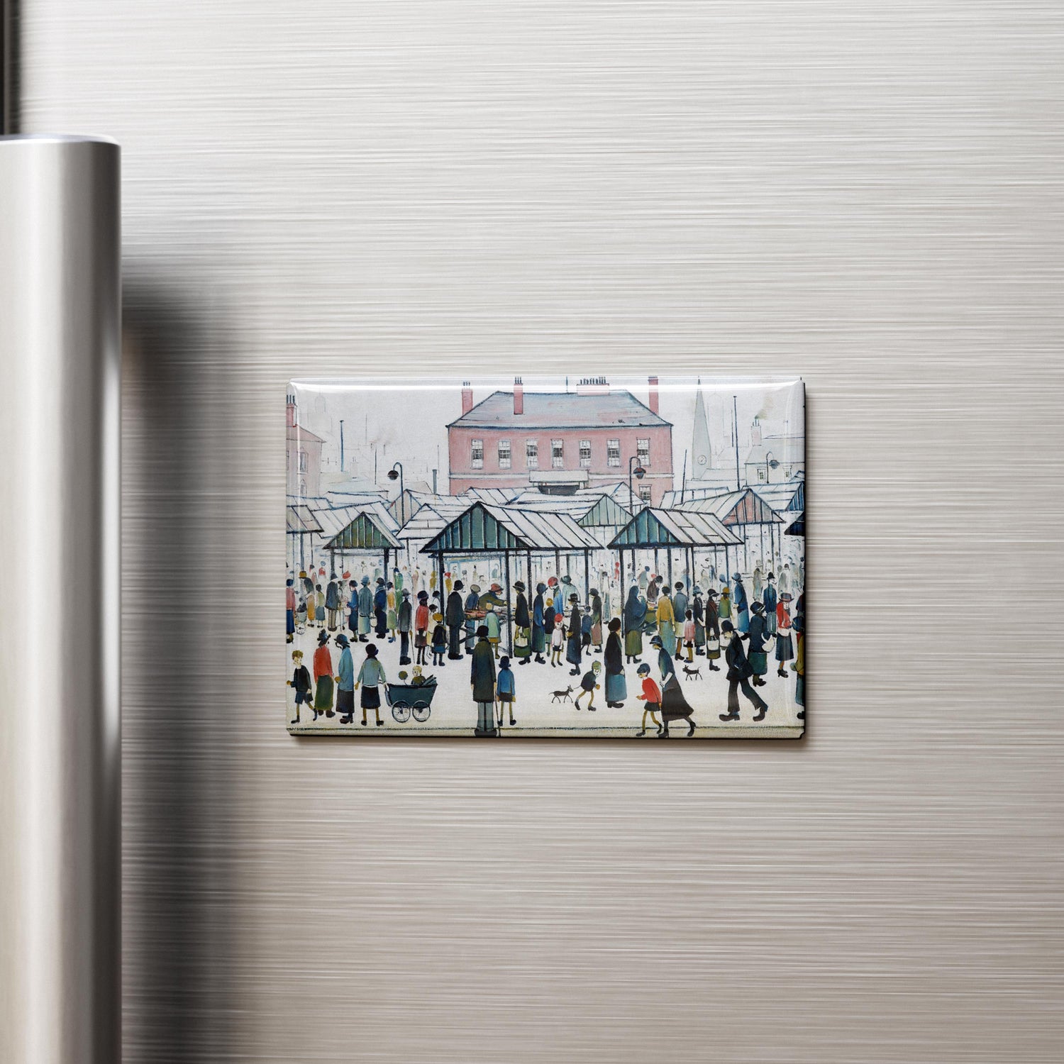 LS Lowry Magnet: Market Scene, Northern Town (1939)
