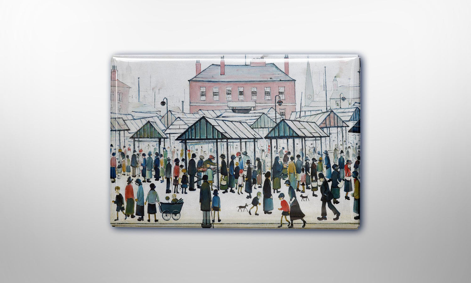 LS Lowry Magnet: Market Scene, Northern Town (1939)