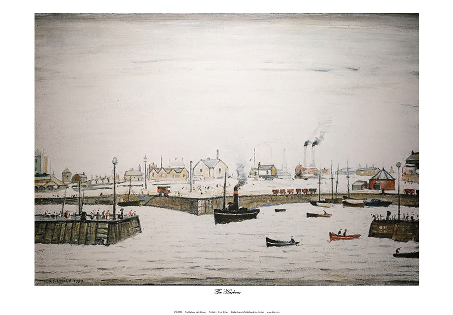 L.S. Lowry 'Cranes And Ships, Glasgow Docks' Art Print Poster - Museum Grade Giclee, Framed