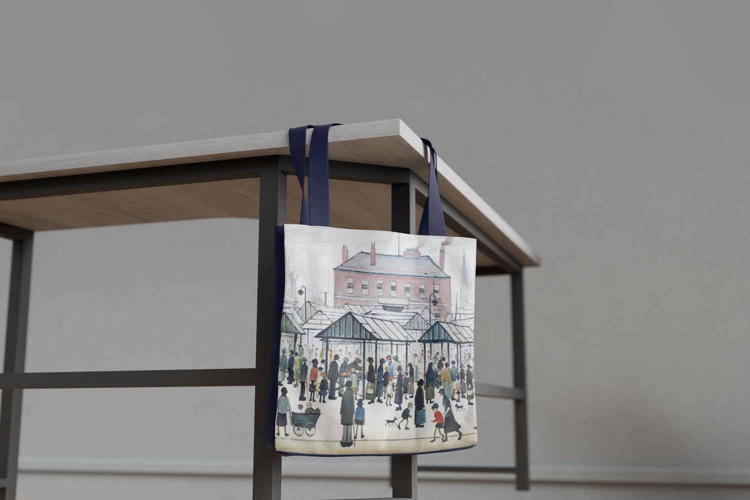 LS Lowry Tote Bag: Market Scene, Northern Town (1939)