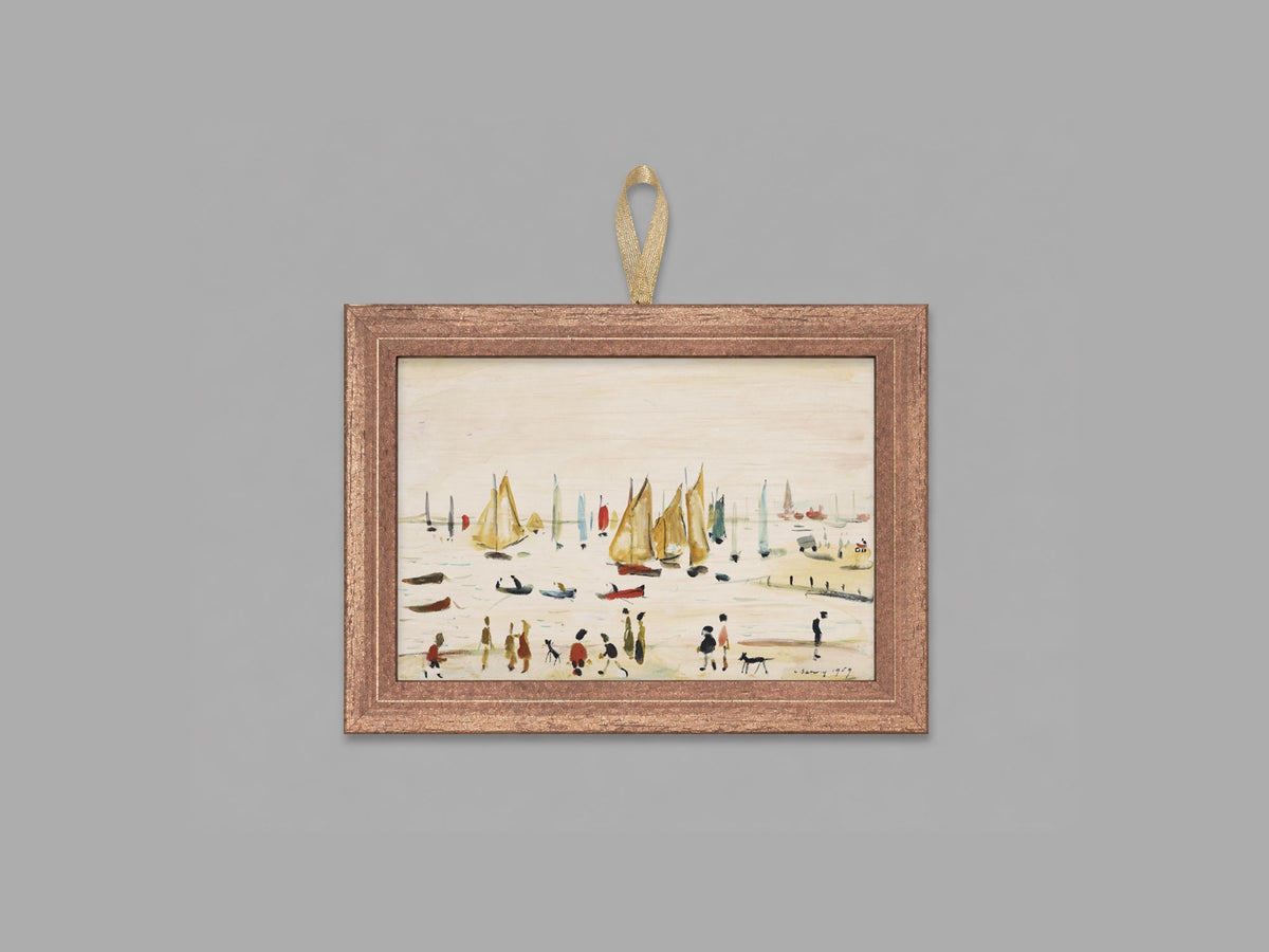LS Lowry Mini Wooden Painting: Yachts (1959)